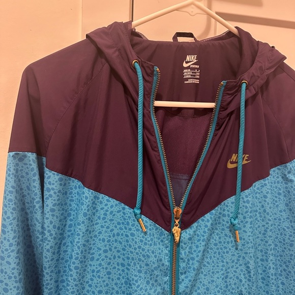 Nike Purple Blue Colour Block Print Windbreaker Bomber Jacket Size Medium - Picture 5 of 15